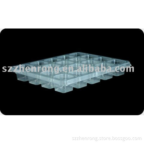 Vacuum formed plastic tray for food